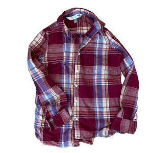 Old Navy Women's S Flannel Plaid Maroon Button Down